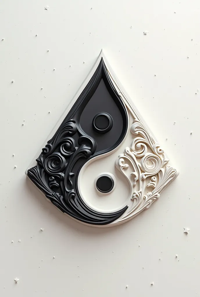    R Yin and Yang logo/On the right side is an embossed letter A/On the left side is a decorated letter 