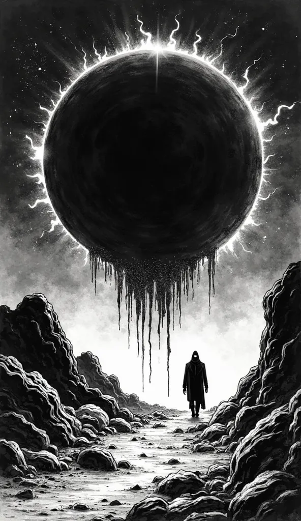 Black Sun in black and white in an old comic 