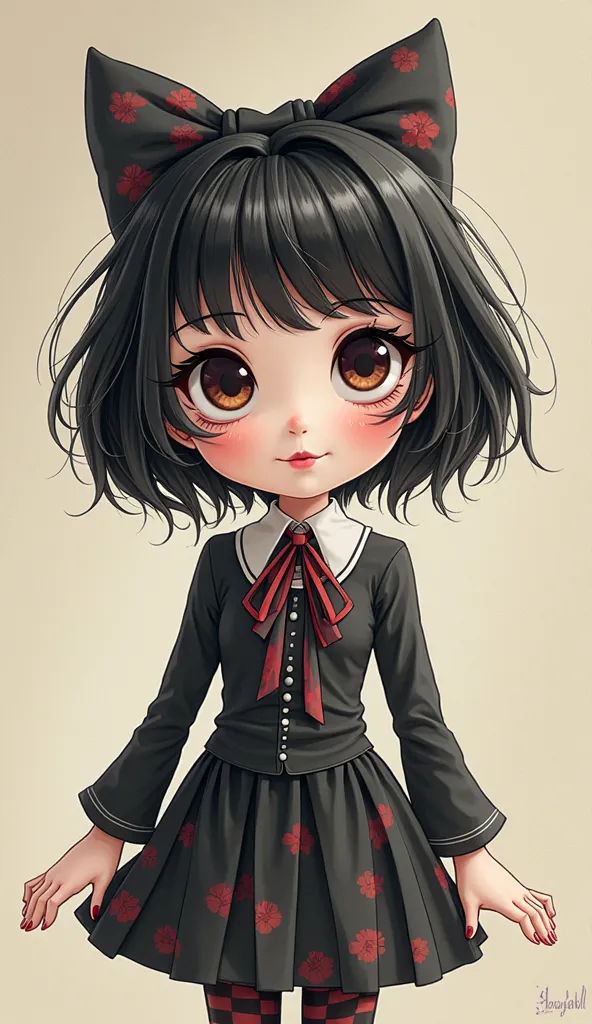 Tim Burton Style、3D Girl、 cartoon 、detailed manga illustration、Draw many variations of facial expressions、