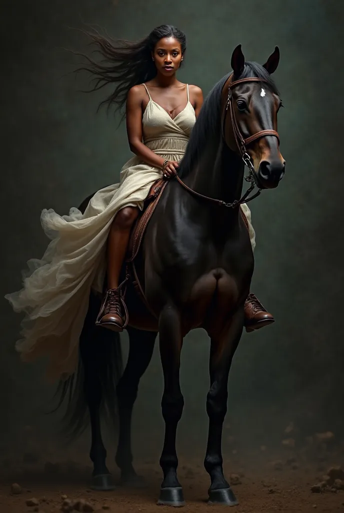 Black woman on a black horse