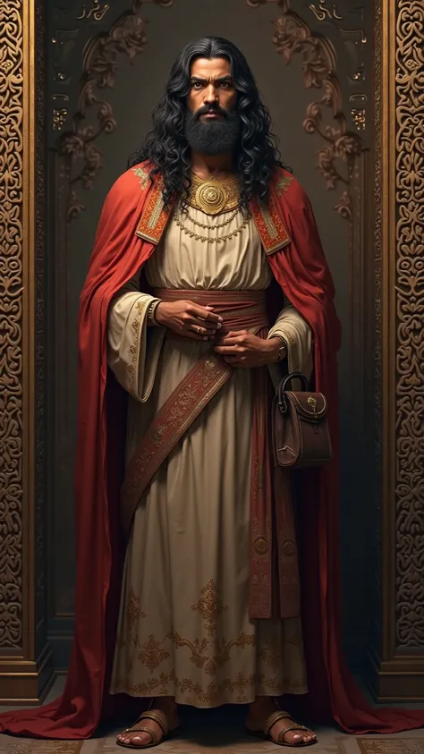   King Solomon with long black hair 30 years old High resolution ,  detailed realism, UHD, 
 
