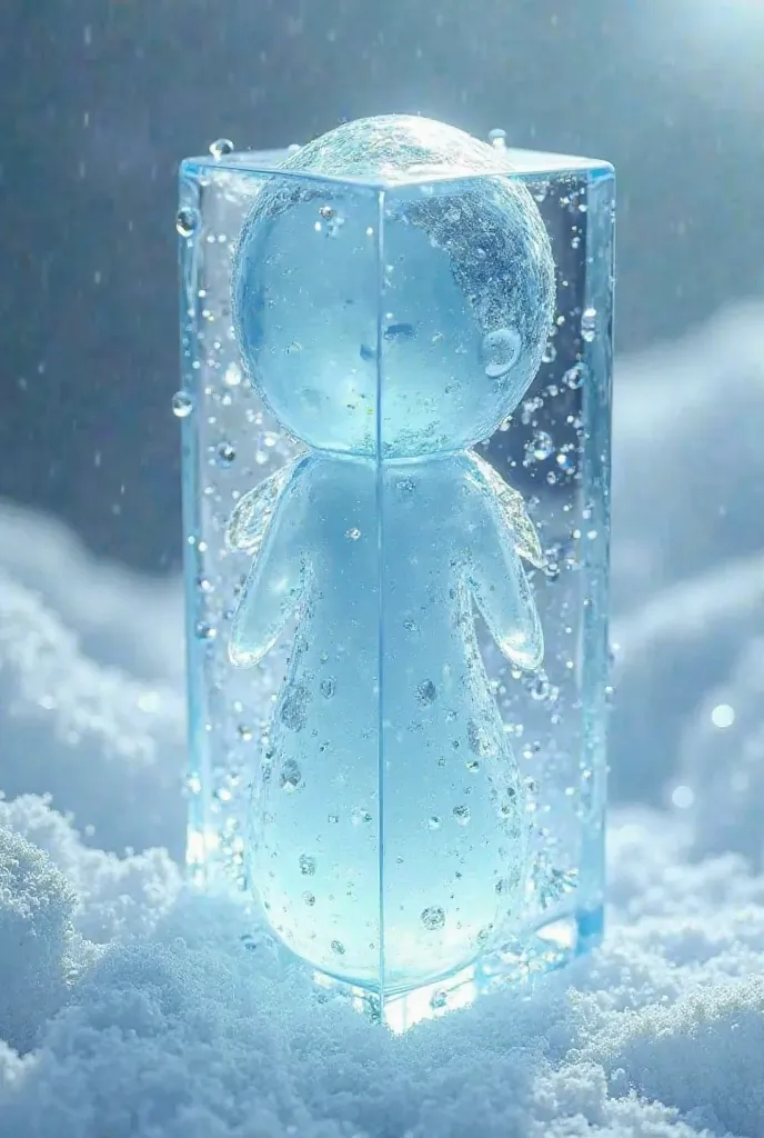 Anthropomorphic translucent ice cube for s