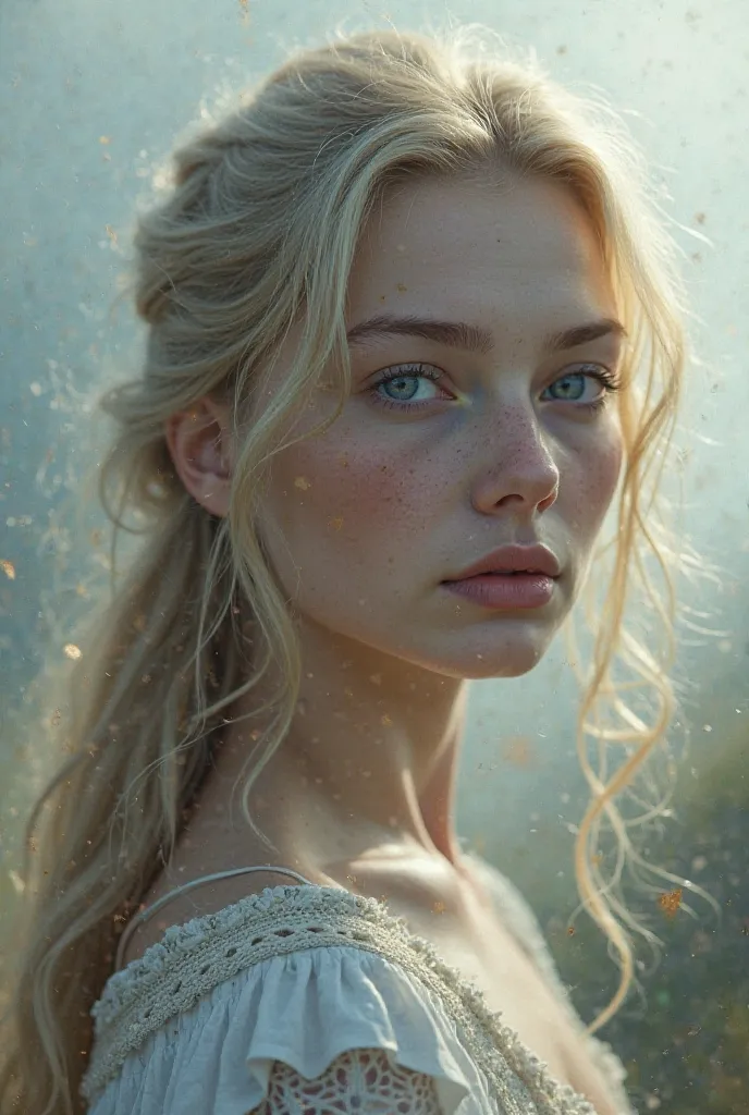 Create an image of a girl with ultra-realistic Nordic features 