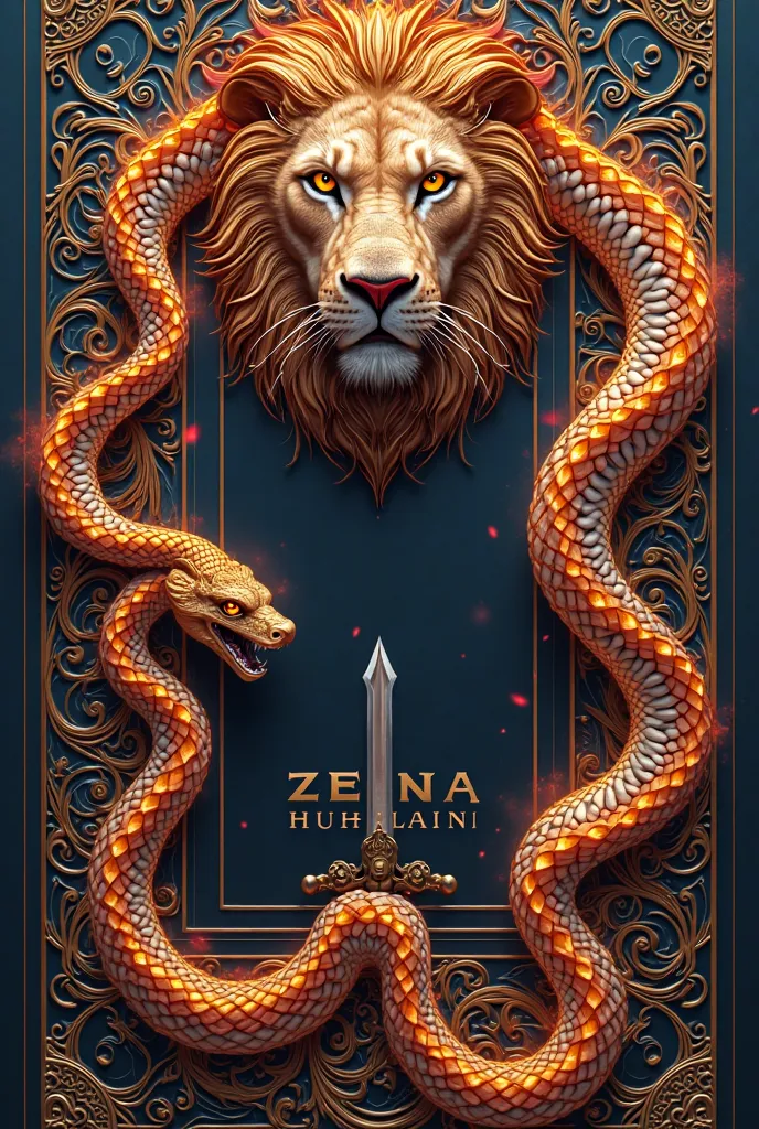 Awesome  design  with border zeenia Hussaini agency text in border  round and free space in center for pic  stylish and denamic  lion and fire snake around name sward in hand of snake
More decent and looking fabulous 

