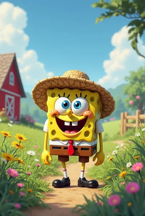 Create SpongeBob theme design in the theme The Little Farm with a Hat 