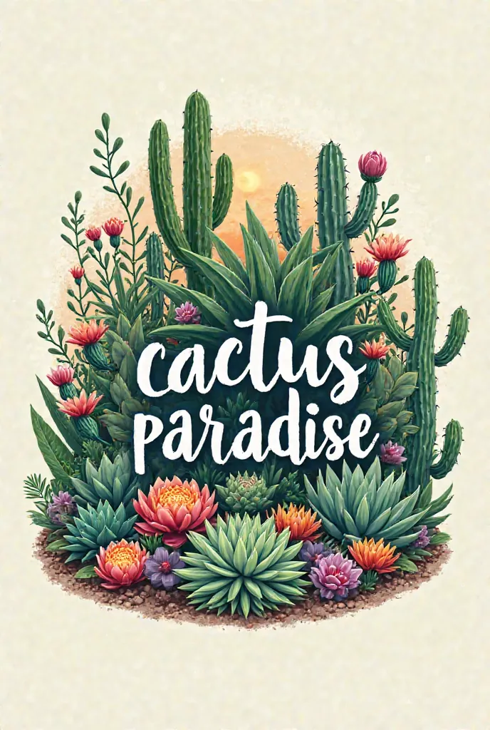 Logo with the word cactusparadise where some succulents and cacti appear 