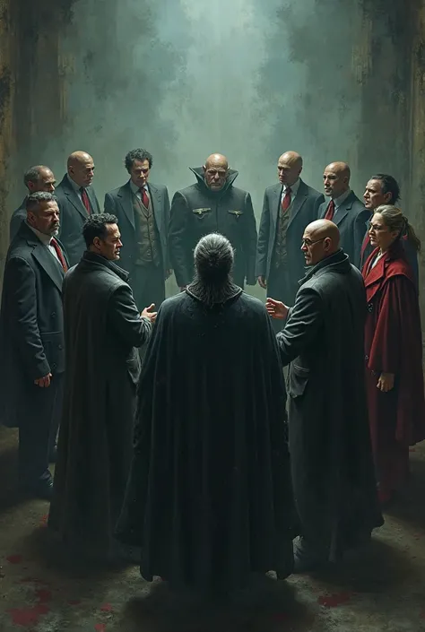 Group of villains standing in a circle representing a social network