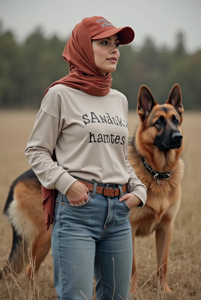 woman should have pant shirt jeans in hijab German Shepherd Dog ❣PRINCESS❣ Written on the cap