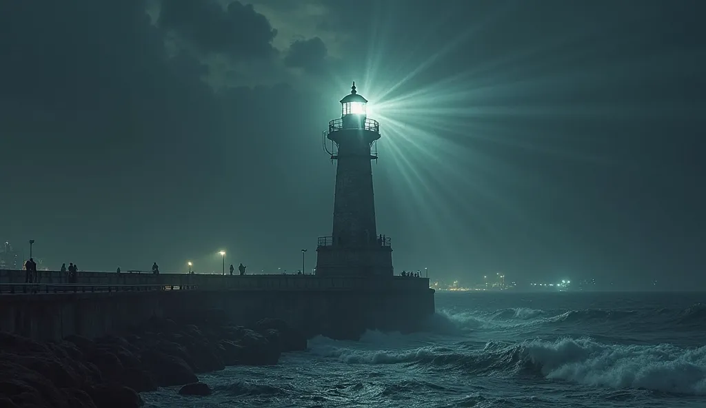 A lighthouse near Karachi, flickering with ghostly light.