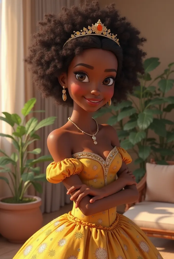 Here is the adjusted prompt to generate an image of a black princess From Disney realistically presented in ultra HD 8K high definition:

"Create an image of a black Disney princess, realistically portrayed in high definition ultra HD 8K. The character mus...