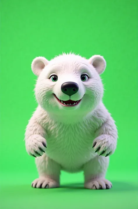 Funny adult polar bear 3D green chroma background