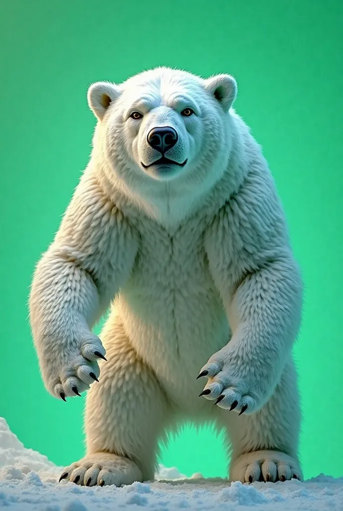 Big polar bear 3D green chroma background