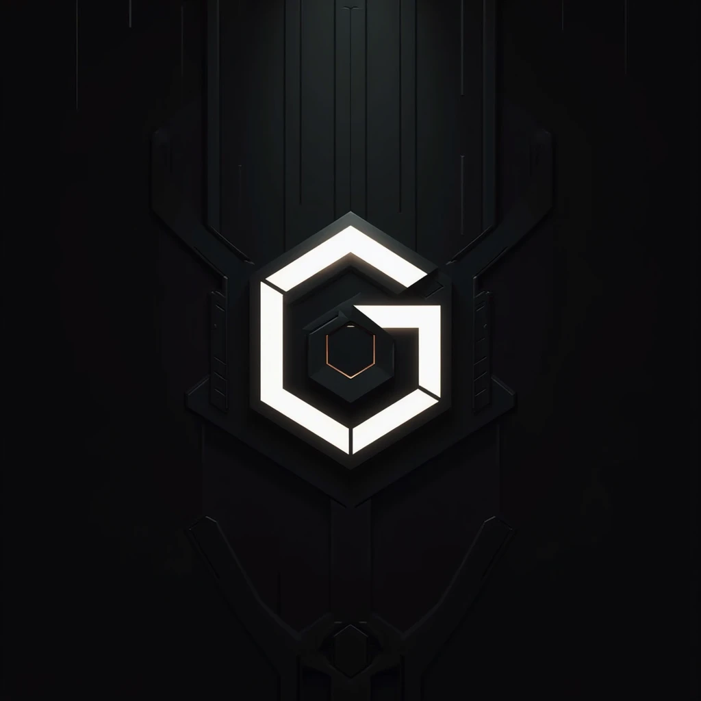 A gaming gym logo white icon on black futurstic background. The logo should be classy and super luxurious 