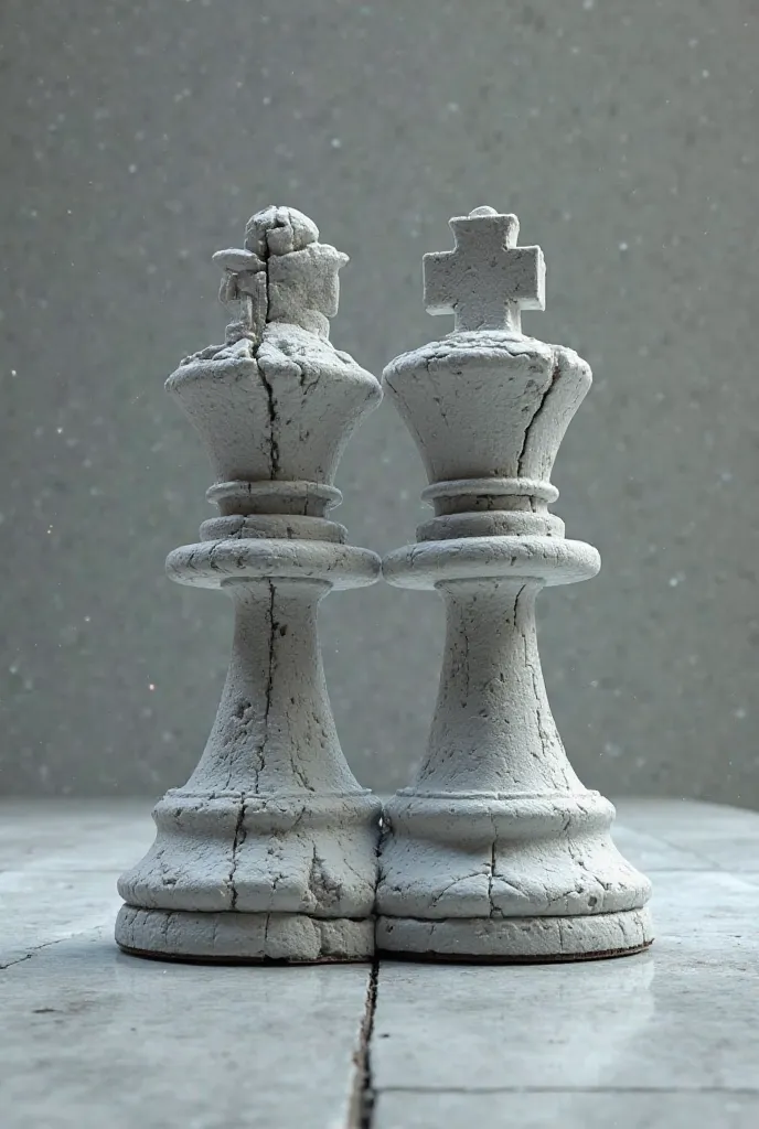 Flat chess piece split in half  