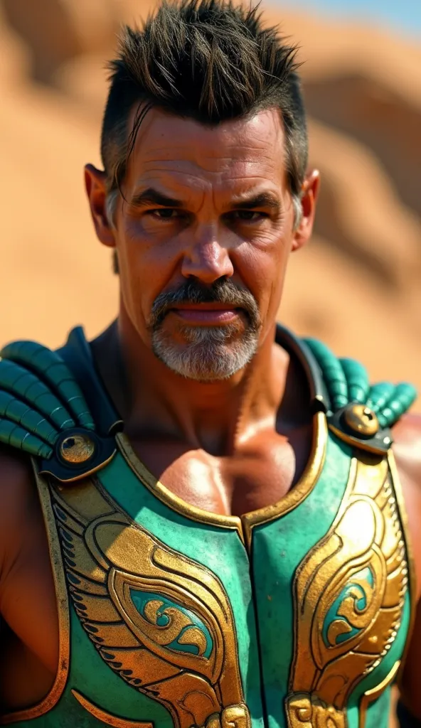 Here's a summary and optimized description of "Josh Brolin as Kotal Kahn hyper realistic shiny", focusing only on the face and upper body, formatted as a command for the SeaArt site:

---

**Command for SeaArt :**
"Josh Brolin as Kotal Kahn from Mortal Kom...