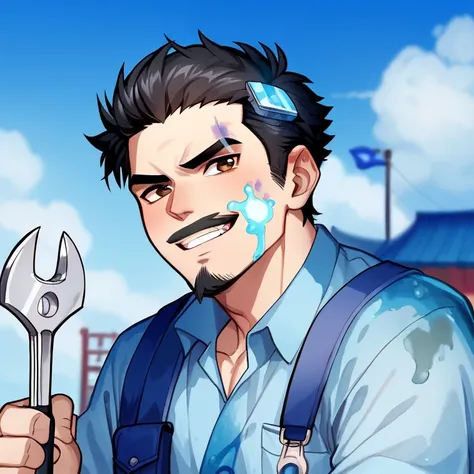 Jiang is an Asian man with dark‐brown eyes and tousled black hair. He has a pencil mustache and small goatee as a facial hairstyle.

He doesn’t look pretty in his blue coverall stained with motor oil and slightly half‐opened. A rag in the same condition is...