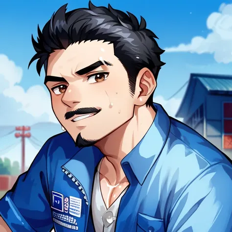 Jiang is an Asian man with dark‐brown eyes and tousled black hair. He has a pencil mustache and small goatee as a facial hairstyle.

He doesn’t look pretty in his blue coverall stained with motor oil and slightly half‐opened. A rag in the same condition is...