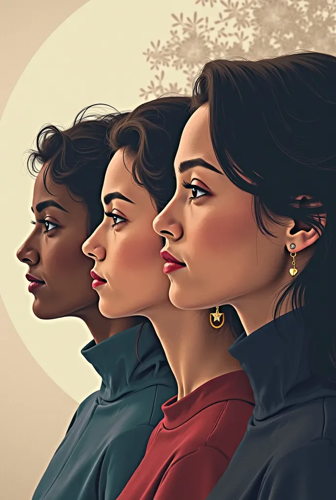  three women, One with wisdom and one normal, profile picture, vector art