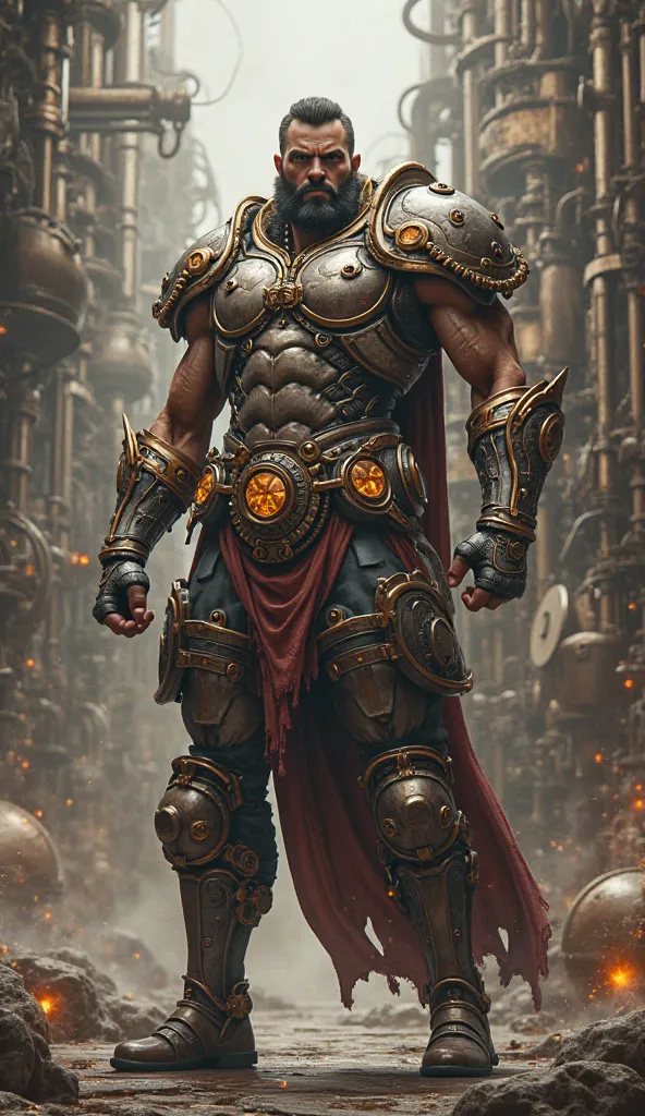 god ares, Modo Steampunk, full body front view 