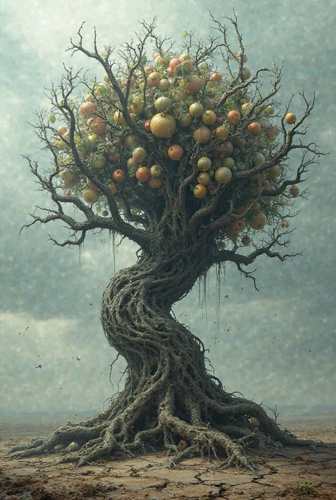 Pretty tree bearing rotten fruit