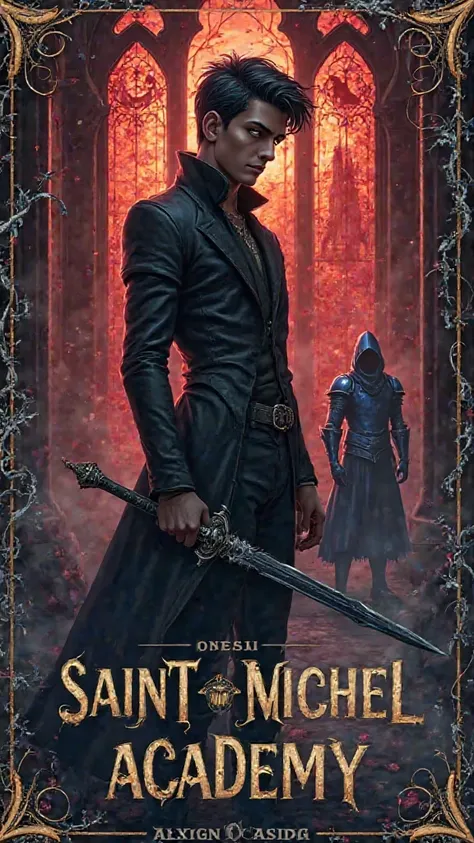 **Title:** (Insert Title Here – e.g., *"Thorns of Legacy"* or *"Court of Roses and Steel"*)  
**Genre:** Dark fantasy with elements of political intrigue, romance, and Gothic academia.  

**Visual Elements:**  
1. **Central Imagery:** A striking black rose...