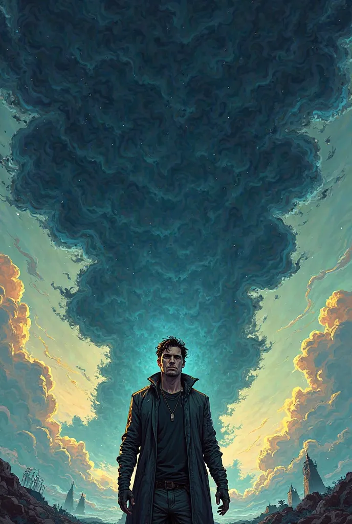 Locke stands before a towering dark cloud labeled 'Unknown', a hint of apprehension on his face, surrounded by a faint glow of knowledge encircling him. Comic style