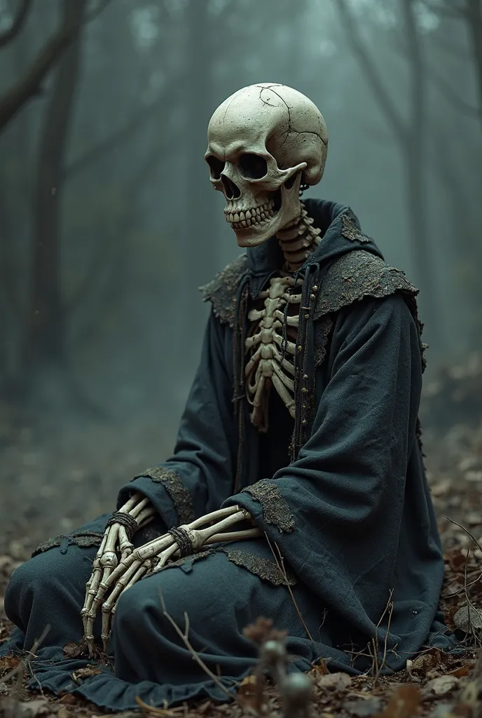 best quality,Best Masterpiece,8k,4K,   score_9,   score_8_up,   score_7_up,   score_6_up,   score_5_up,   score_4_up,( skeleton:1.5),is sitting,skull,Horror Tastes,