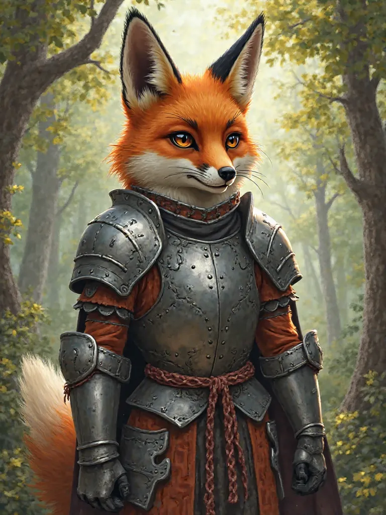 a fox wearing armor like a soldier