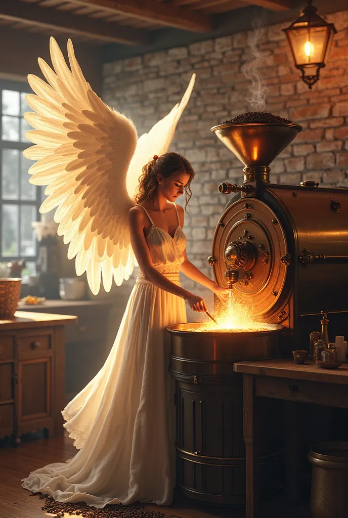 Angel roasting coffee