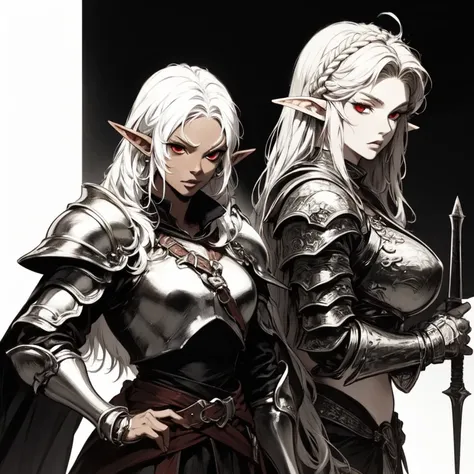 dark skin, Old dark elf, battle mage, princess zelda,  white hair ,  Red Eyes, thug braids, looking at the viewer, long, unkempt hair, elf woman, Lore. accurate battle mage armor,