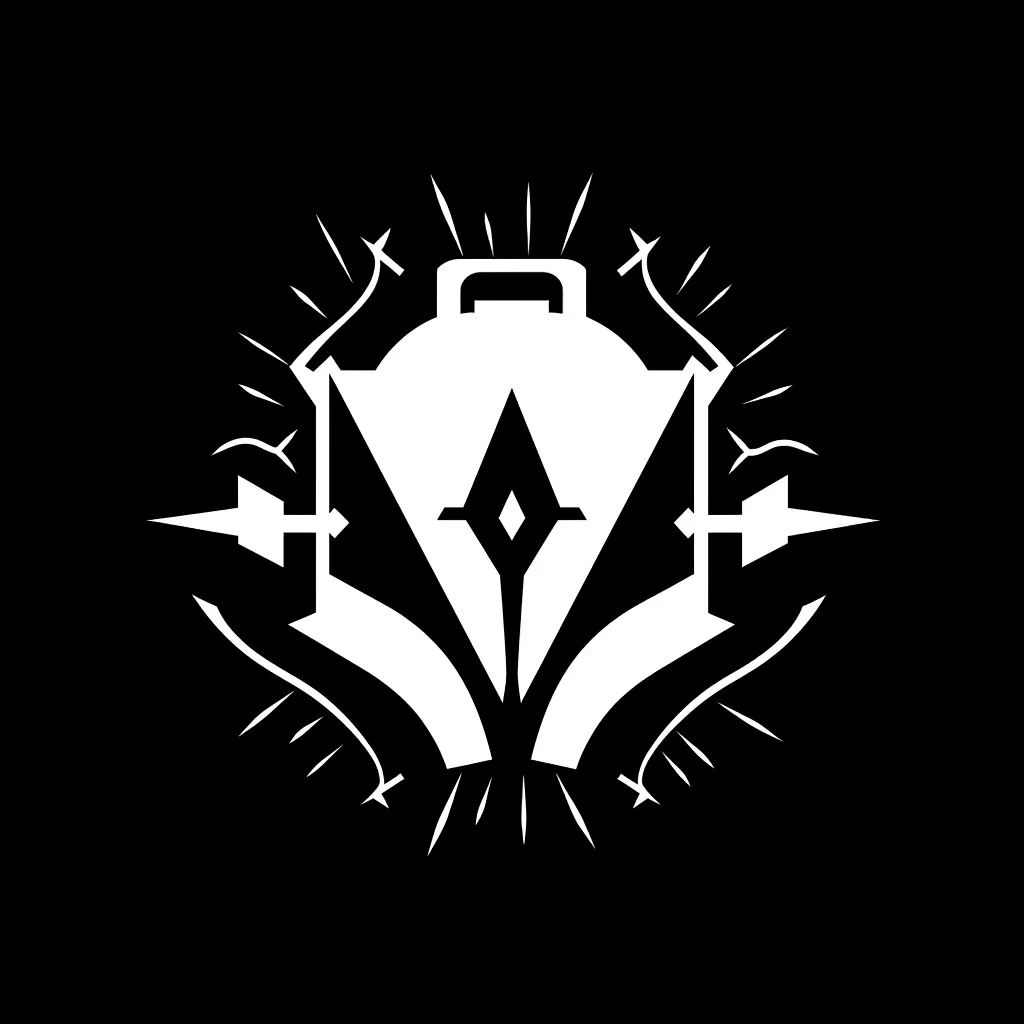 masterpiece, sharp, minimalistic, "mirrored faction sigil sci-fi mega-corporation logo" geometric cyberpunk organization symbol, minimalistic, perfect design, futuristic, minimalist, vector art, black and white, sharp, vector art, iconic, icon art, game ic...