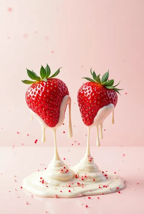 Strawberry logos with melted cream on all sides with letter below by say Alison

