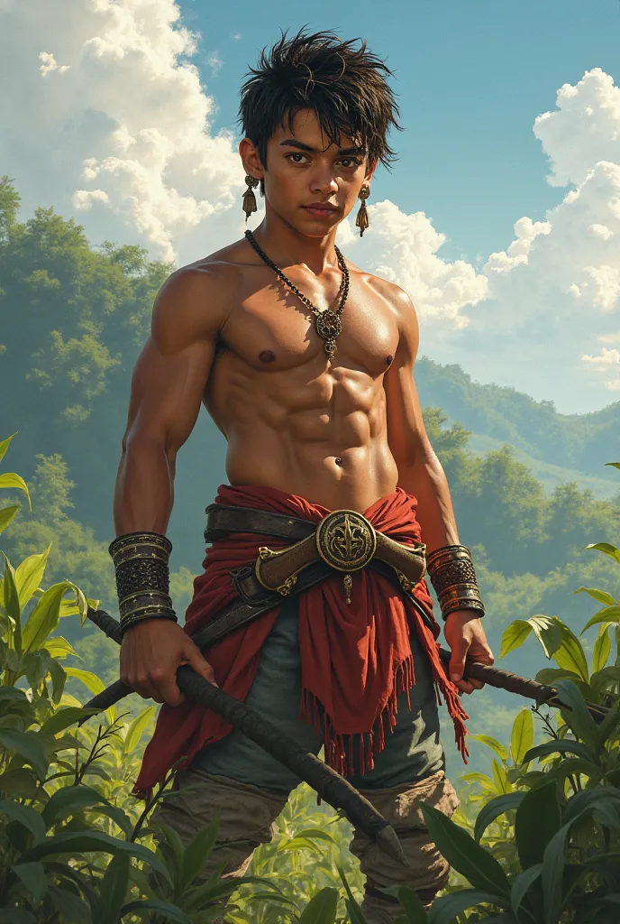 a handsome and warrior boy neutral filipino