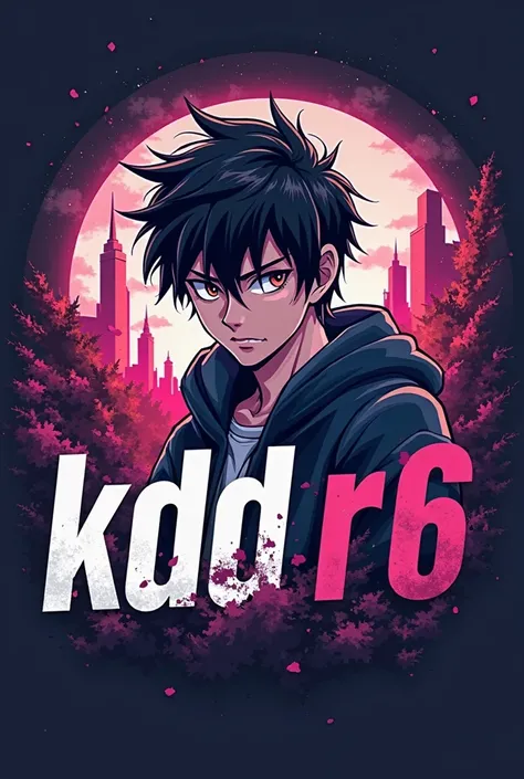 Create a Twitch logo with the name ( Kdd R6) With a cool anime, Make a male anime with an angry face