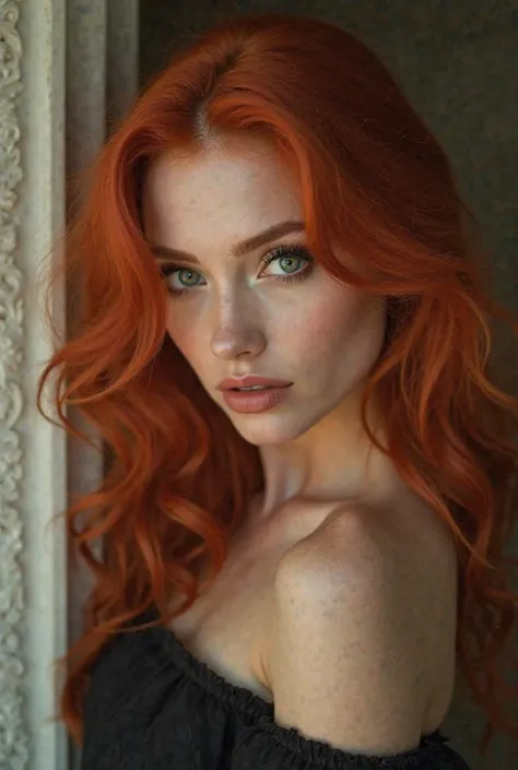 Create a very beautiful red-haired woman