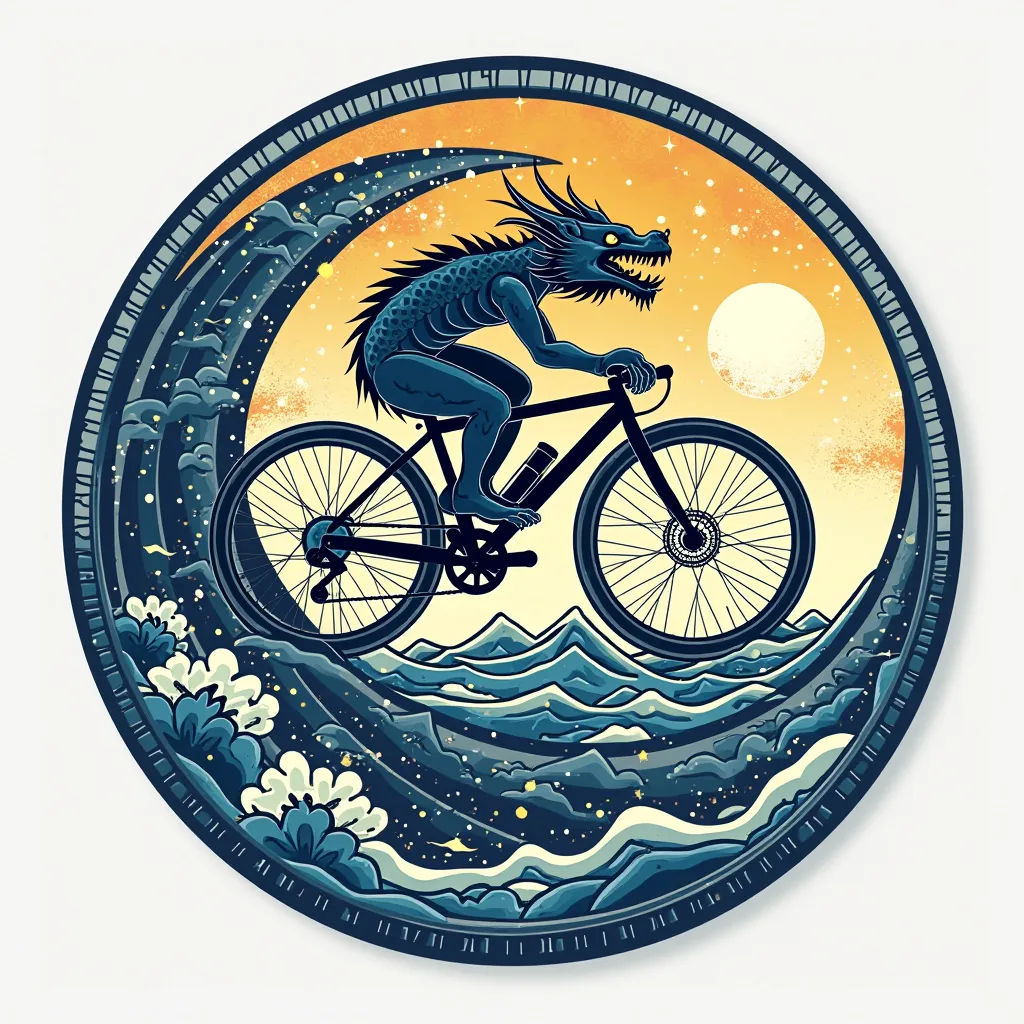  The following is "riding the wind"tire ground design cloud pattern air wave effect，Combining the essence of cycling and Chinese dragon culture：

**overall shape**
using a round badge structure，with the outer ring inlaid"riding the wind骑行俱乐部" calligraphy f...