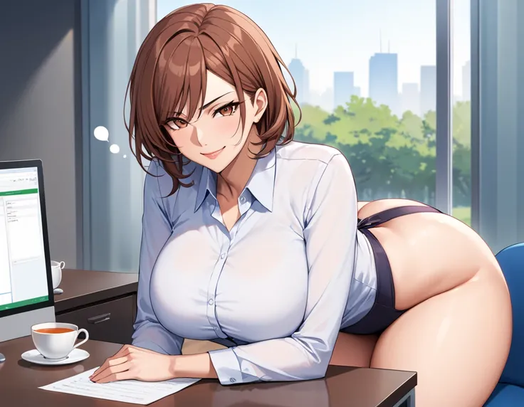 Score_9, Score_8_up, Score_7_up, Source_anime, Tag1, Tag2, Quality_masterpiece, Anatomically correct, Detailed skin, Wide hips, Huge butt, big butt, Thick thighs, Mature female, seductive, sexy setup, sexy body, milf, large breasts, breasts, naughty face, ...