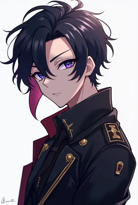 Anime-style male character, inspired by Ado, wearing a stylish dark outfit with a rebellious aesthetic. Subtle reference to Hito Hito from 'Komi-san wa Komyushou desu' in accessories or expression. His face is slightly triangular (not too heart-shaped). Hi...