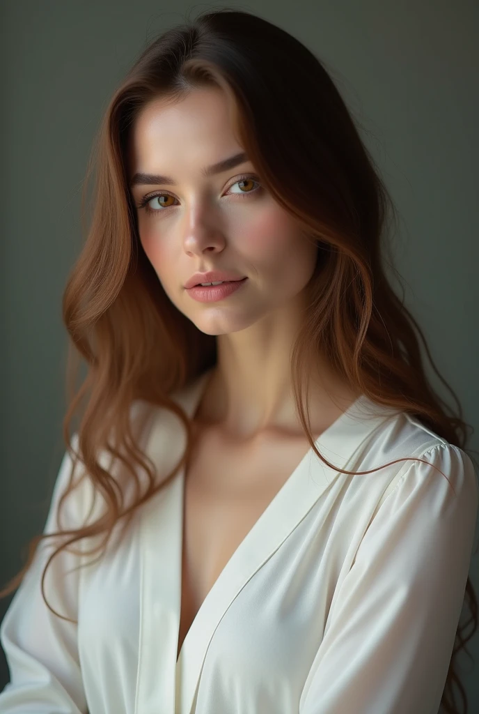 There is a woman with long hair and a white blouse, dilraba dilmurat,  Beautiful and delicate face, Lovely Delicate Face , portrait Sophie Mudd,  a beautiful young woman,   profile picture , extremely beautiful face, soft portrait in 8 k , Anna Nikonova al...