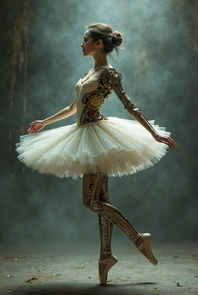 ballerina dancing as she turns into an automaton