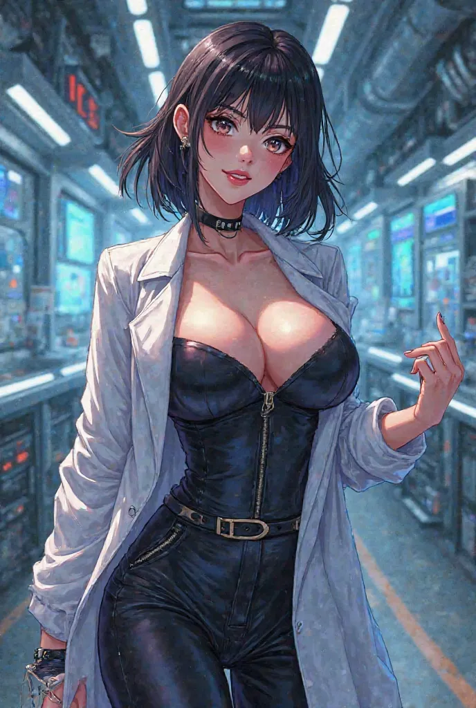 Big breasts scientist anime girl