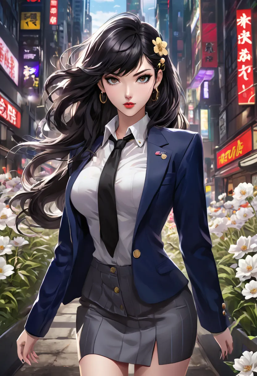 (1 ,  female, anime style,  anime 2d ,  good resolution ,  good quality only, 4K, there are many details, Realistic, Persona 5-inspired style), a beautiful sexy high school ager,  of very light skin , purple eyes, (bright and detailed eyes with reflection ...