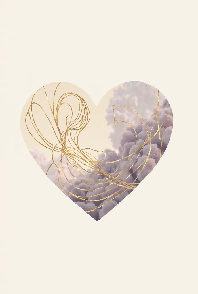 The elegant logo for Auderie Mujouar and Dermo Resilience, uses thin artistic lines in gold in the Kintsugi style, forming an abstract silhouette symbolizing rebuilding and well-being. The background contains a heart-shaped motif in fluffy with door, pale ...