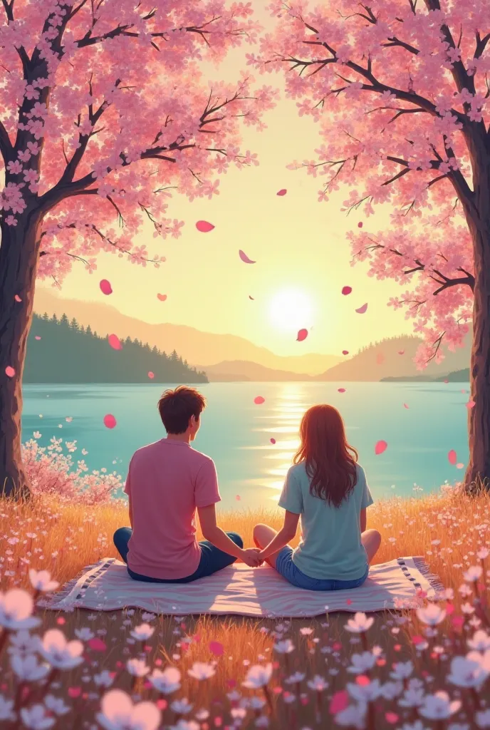 dreamy spring landscape with cherry blossoms or a field of wildflowers.
	•	A couple sitting on a picnic blanket, looking at the sunset.
	•	Soft pastel colors (pink, lavender, light blue) for a warm, nostalgic feel.

Concept 2: Youthful & Fun (Spring Break ...