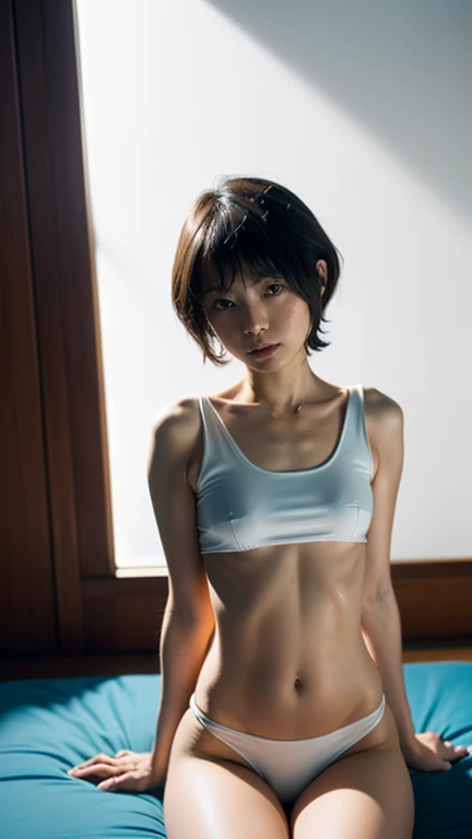 ((Cinema Lighting),(natural light),(High Artistic Quality),( artistic),( Genuineと見分けがつかない ), nsfw, RAW photo,Genuine,Genuine,Hi-Res,RAW photo, masterpiece, beautiful, one girl,  Girl with a Cute Face Like a Japanese Idol、((Baby Face:1.4、boyish、 handsome to...