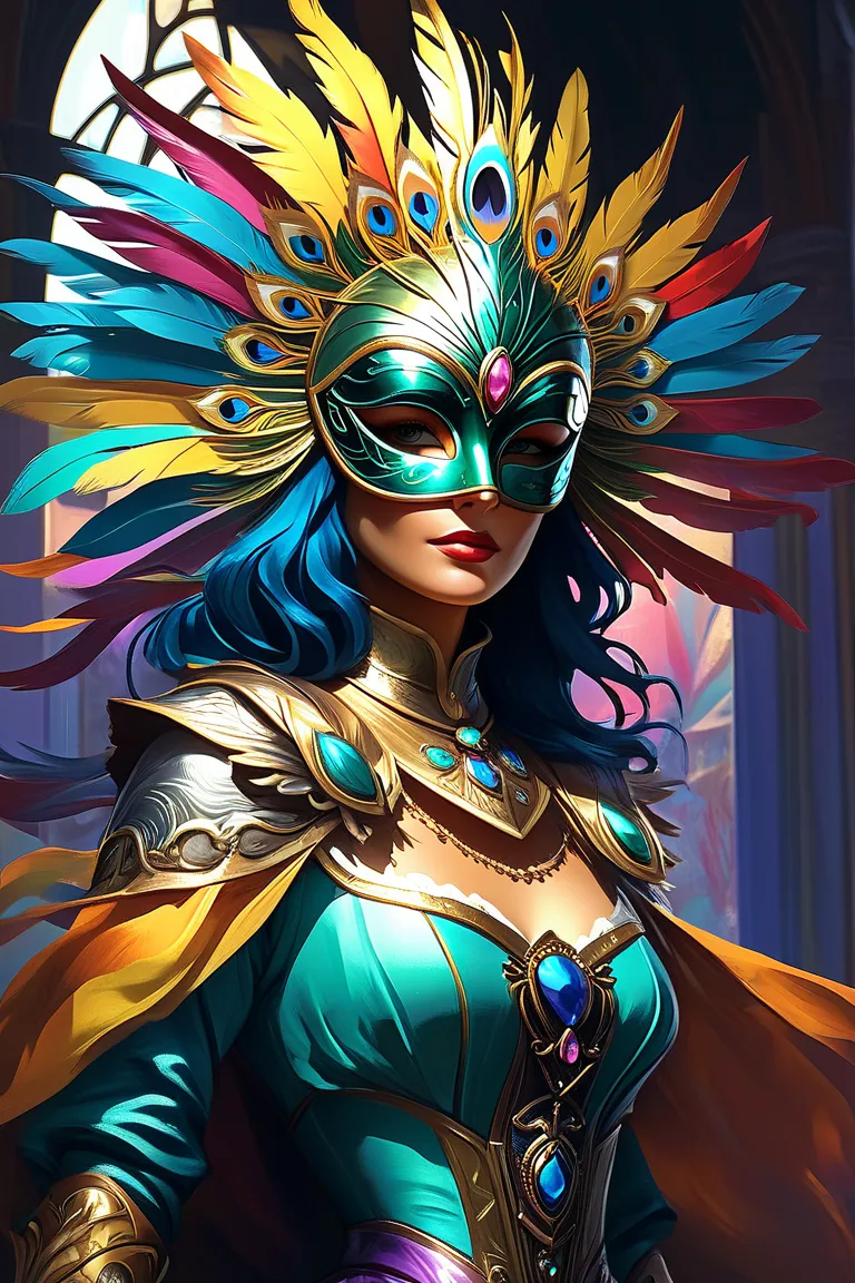 Carnival, lux , metal sublime pavone Venetian mask ,  8k resolution concept art portrait by Greg Rutkowski, Artgerm, WLOP, Alphonse Mucha dynamic lighting hyperdetailed intricately detailed Splash art trending on Artstation triadic colors Unreal Engine 5 v...