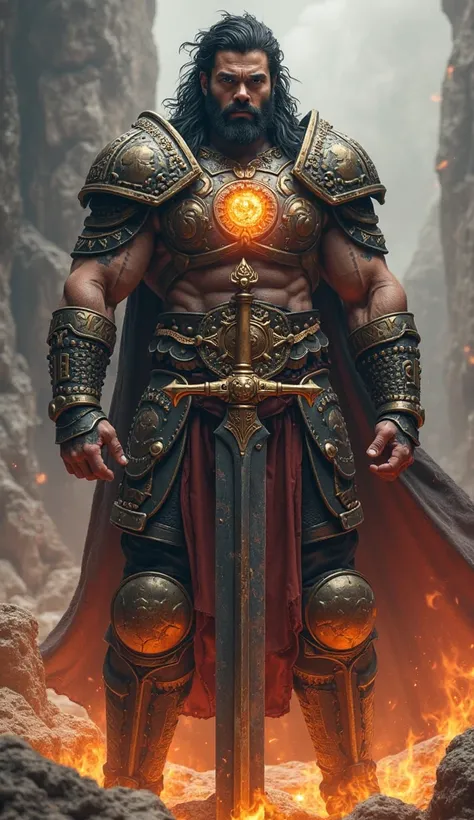 A very young and attractive adult man with an imposing figure whose presence surpasses most warriors.. His appearance is that of a man created for battle, a being that exudes authority but also character, and who uses his robust physique to inspire fear an...