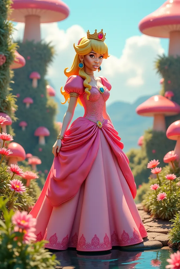 Ultra realistic photo, princess peach in the mushroom kingdom, beautiful face, intricate, highly detailed, smooth, sharp focus, art by artgerm and greg rutkowski and alphonse mucha