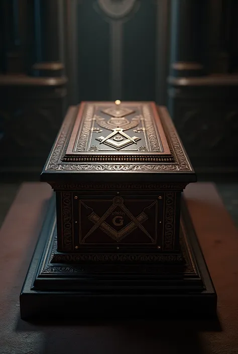 Casket with Masonic symbol
