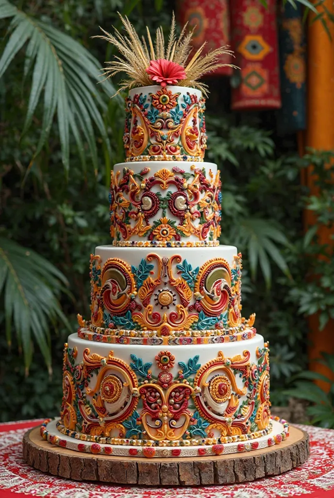 three layered native wedding cake
